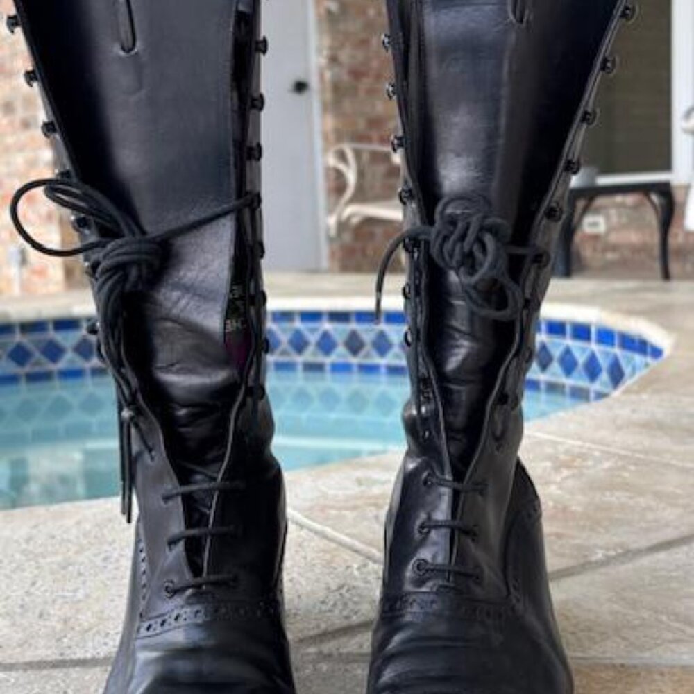 Peter Fox vintage black leather lace up Victorian boots size 9